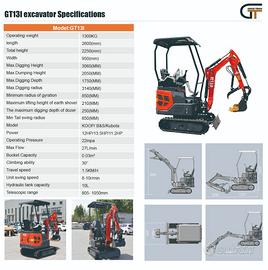 Mini escavatore GT13I