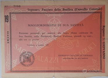 1960: Permesso per l'Udienza di Pap Giovanni XXIII