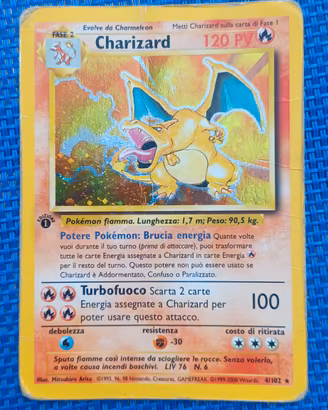 CHARIZARD 1° EDIZIONE ITALIANO POKEMON CARD 4/102 
