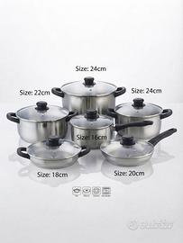 Set Pentole 12 Pezzi Acciaio Inox