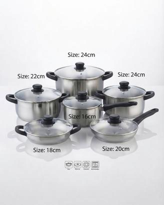 Set Pentole 12 Pezzi Acciaio Inox