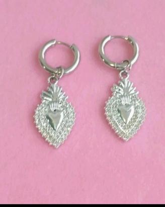 Orecchini sacro cuore in acciaio inox