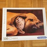 Puzzle clementoni  500 pezzi cane e gatto nuovo