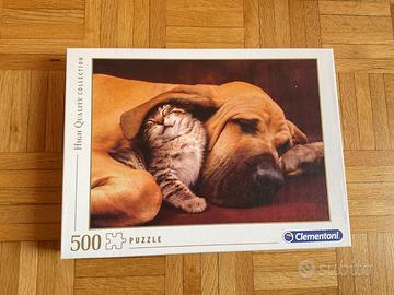Puzzle clementoni  500 pezzi cane e gatto nuovo