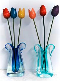 Coppia di Vasi Anni '60 Vintage Vetro di MURANO