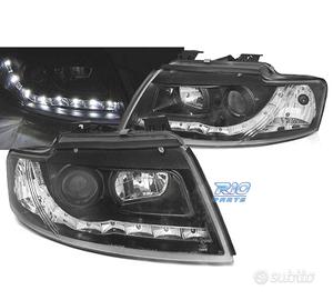 FARI AUDI A4 B6 00-04 LUCE DIURNA A LED FONDO NERO
