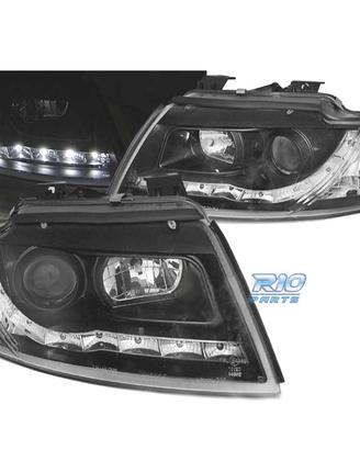 FARI AUDI A4 B6 00-04 LUCE DIURNA A LED FONDO NERO