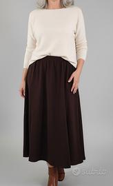 Gonna marrone in viscosa Rubamori elasticizzata 