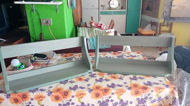 Nr 2 mensole in legno "Scavolini" color salvia