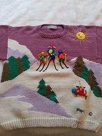 Maglione ricamato montagna TG.M