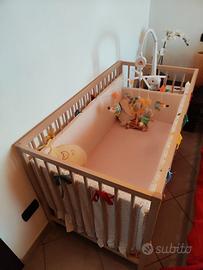 lettino Ikea con materasso e coprimaterasso 