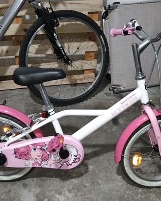 Bicicletta B TWIN- 16" + rotelle.