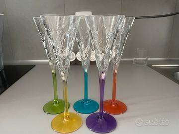 Set 5 calici da champagne colorati