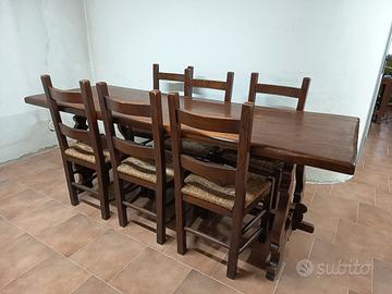 tavolo con sedie 220 x 80 cm