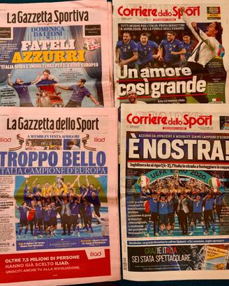Italia Campione d’Europa 2021 - 4 prime pagine
