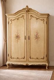 ARMADIO stile Luigi XV dipinto e decorato