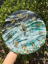 Orologio in resina epossidica effetto mare 40 cm
