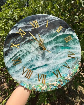 Orologio in resina epossidica effetto mare 40 cm