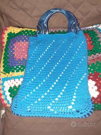 Borsa Crochet Handmade Bicolore con Tracolla