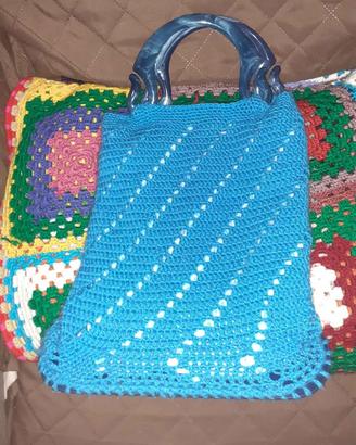 Borsa Crochet Handmade Bicolore con Tracolla