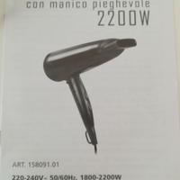 Asciuga capelli 2200 w. con manico pieghevole