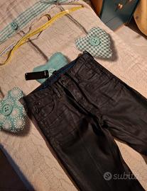 M Lee nuovo jeans flared denim wash effetto pelle