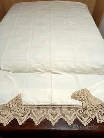 Coperta lino e cotone lavorata a mano uncinetto
