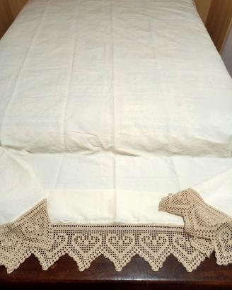 Coperta lino e cotone lavorata a mano uncinetto