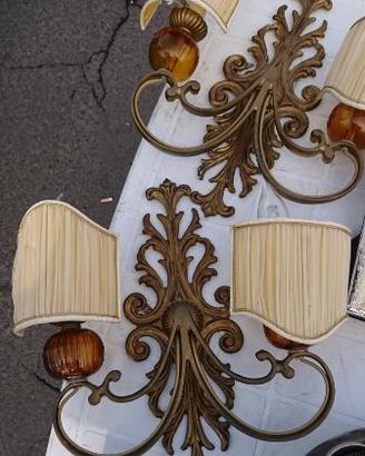 Coppia di applique in ottone a due luci
