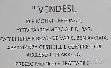 Attività commerciale di bar