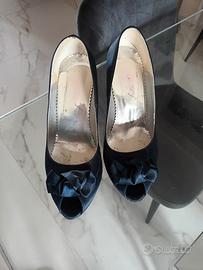 scarpa raso elegante n.39 blu