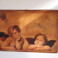 Quadro angeli di Raffaello dipinto su legno