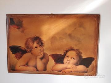 Quadro angeli di Raffaello dipinto su legno