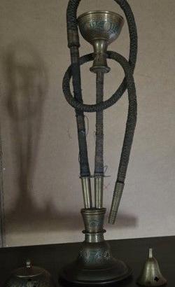 Narghilè Antico Indiano in Ottone Inciso