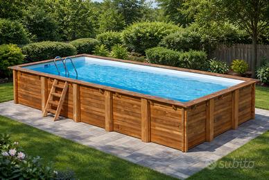 PISCINA GRE LEGNO rettangolare 815x420x146