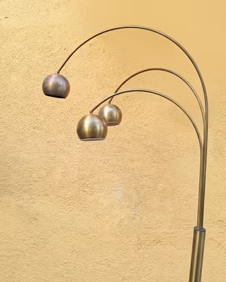 Lampada ad arco 3 bracci ottone vintage anni 70