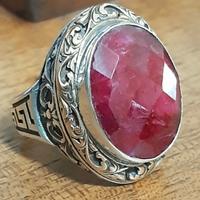 anello rubino uomo argento 925 e oro solitario