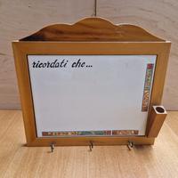 Lavagna Memo Vintage in Legno e Ceramica 