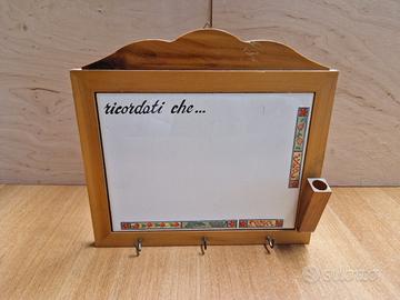 Lavagna Memo Vintage in Legno e Ceramica 