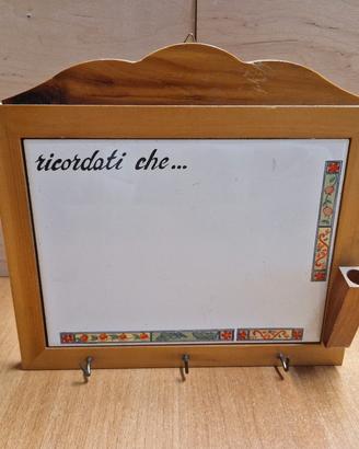 Lavagna Memo Vintage in Legno e Ceramica 