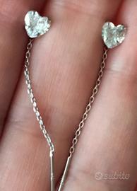 orecchini pendenti argento 925 con pietra cuore 
