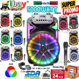CASSA KARAOKE 5000Wpmpo LUCIRGB SUB 33CM SURROUND 
