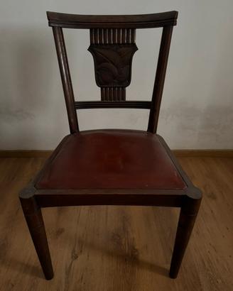 Sedie vintage in legno con cuscino in simil cuio