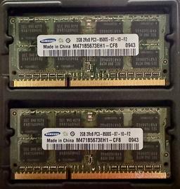 Kit RAM 4GB (2x2GB) DDR3 1066MHz Samsung PC3-8500S