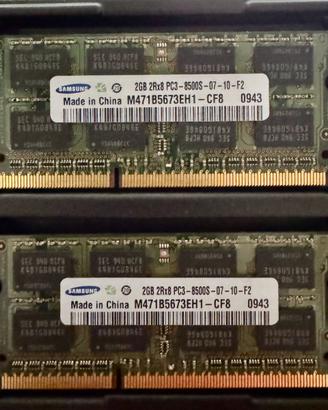 Kit RAM 4GB (2x2GB) DDR3 1066MHz Samsung PC3-8500S