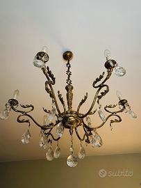 Lampadario stile Liberty in ottone