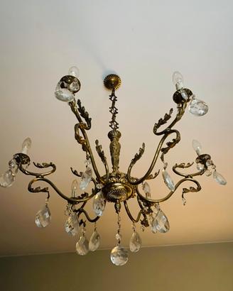 Lampadario stile Liberty in ottone