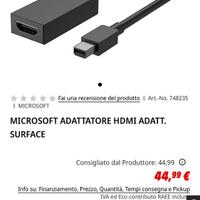 MICROSOFT ADATTATORE HDMI ADATT. SURFACE