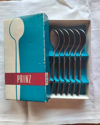 Prinz 6 Cucchiai Acciaio Inox Con Greca NUOVI