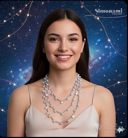 Collana realizzata in cotone lurex all'uncinetto 